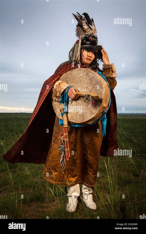 Portrait of Mongolian shaman , khuduu aral, khentii province Stock ...