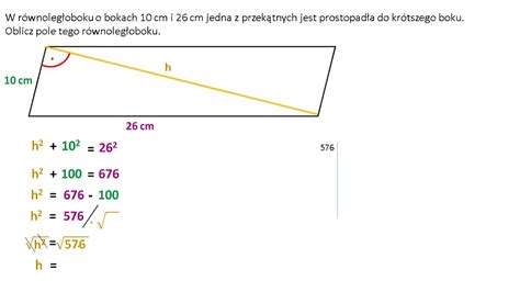 Oblicz pole równoległoboku Twierdzenie Pitagorasa YouTube