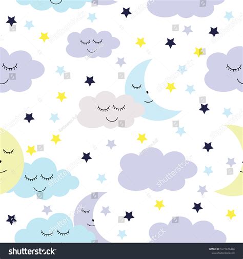 Pattern Cute Moonstar Cloud Stock Vector Stock Vector Royalty Free