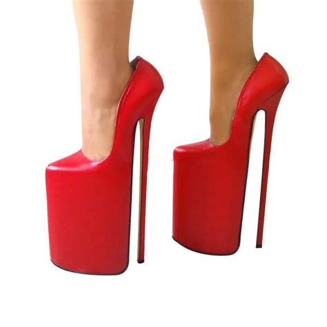 New Design Full Grain Leather Pump Extreme High Heel 30cm High Heel