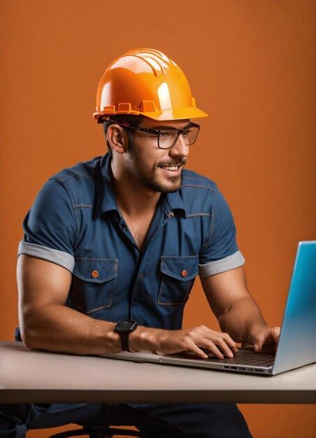 Foto Do Construtor Em Um Colete De Constru O E Capacete Laranja De P