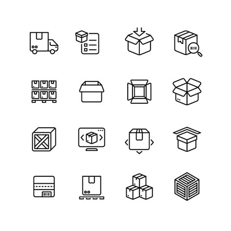 Premium Vector Product Packing Line Icons Box Warehousing Outline