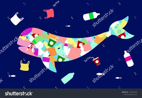 Stop Ocean Plastic Pollution Vector Illustration 스톡 벡터로열티 프리 1178418193