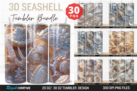 D Seashell Oz Tumbler Wrap Bundle Graphic By Regulrcrative