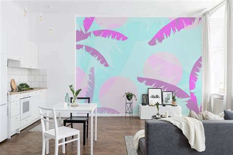 Pink Banana Leaves Wallpaper Buy Now Happywall