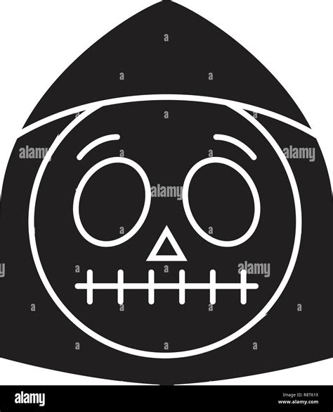 Muerte Emoji Concepto Vector Icono Negro Muerte Emoji Planas Signo De