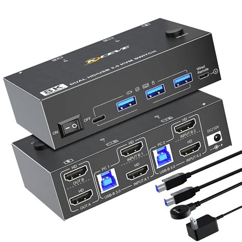 8k Hdmi Kvm Switch 2 Monitors 2 Computers Dual Monitor Kvm Switches