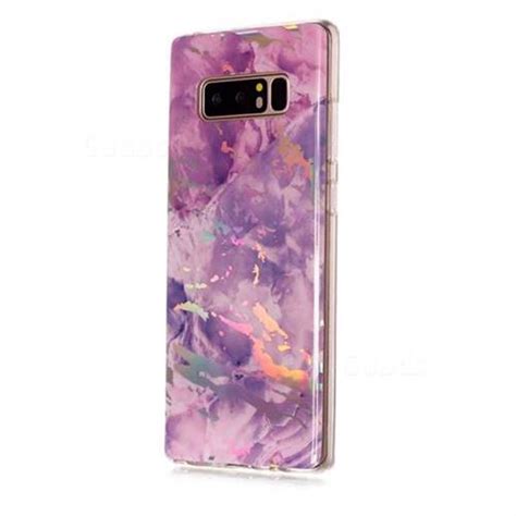 Purple Marble Pattern Bright Color Laser Soft TPU Case For Samsung