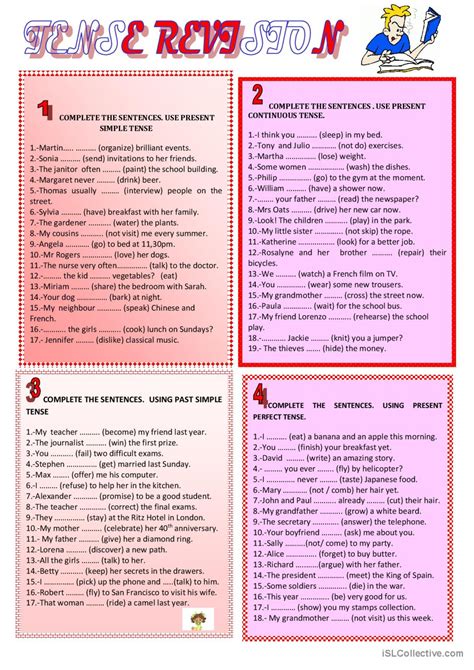 TENSE REVISION English ESL Worksheets Pdf Doc