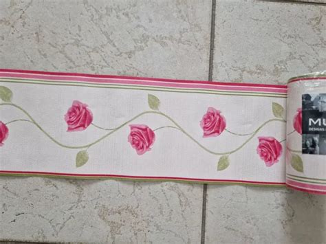 Lot De Rouleaux De Frise Papier Peint Muriva Rose Border Rose M X