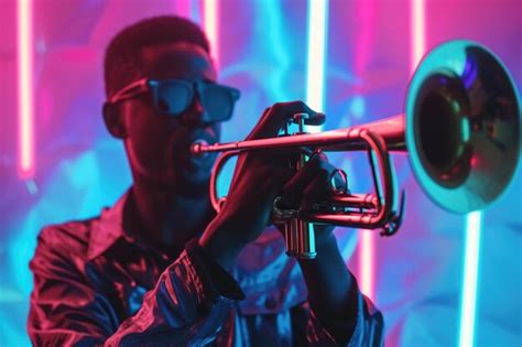 Premium Photo | Handsome African American jazz musician playing trumpet