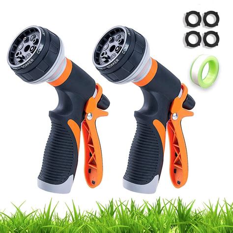 Garden Hose Nozzle 2 Pack Heavy Duty Hose Spray Gun 8 Way High Pressure Hand Sprayer