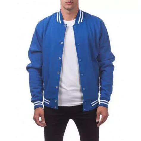 Chaqueta Hombre Beisbolera Azul Rey Unicolor Generico