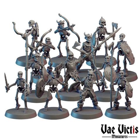 13pc Skeleton Horde 28mm Or 32mm Scale Dnd Miniature Dungeons And