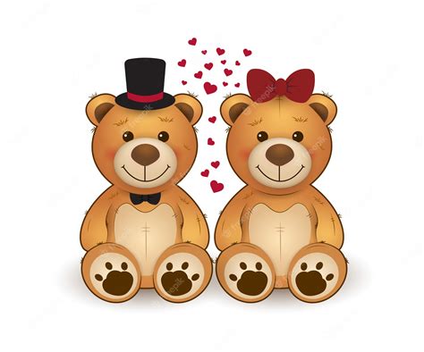 Premium Vector Cute Two Teddy Bears In Love