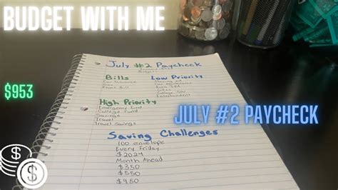 Budget With Me July Paycheck Year Old Income Part