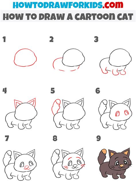 How to Draw a Cartoon Cat - Easy Drawing Tutorial For Kids