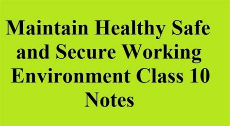 Maintain Healthy Safe And Secure Working Environment Class Notes