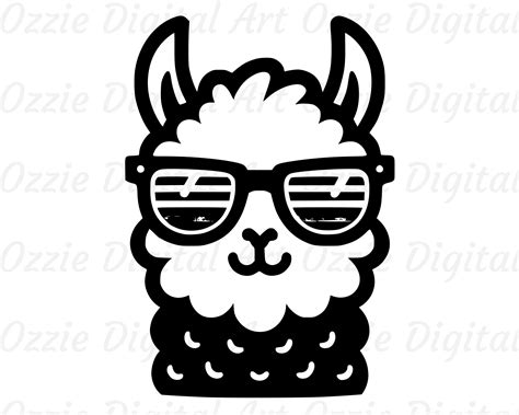 Llama With Sunglasses Svg And Png Cool Llama Clipart Llama Face Vector