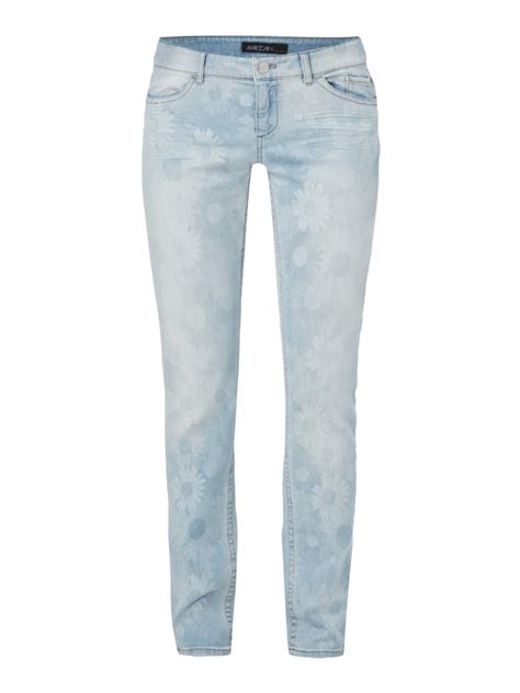 Marc Cain Bleached Jeans Mit Floralem Muster Hellblau Online Kaufen