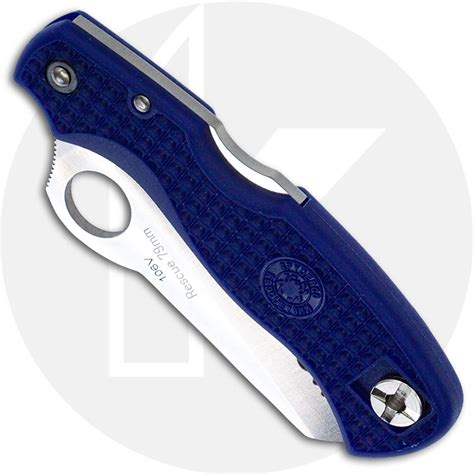 Spyderco Rescue 79mm Knife C45sbl Serrated Sheepfoot Blue Frn