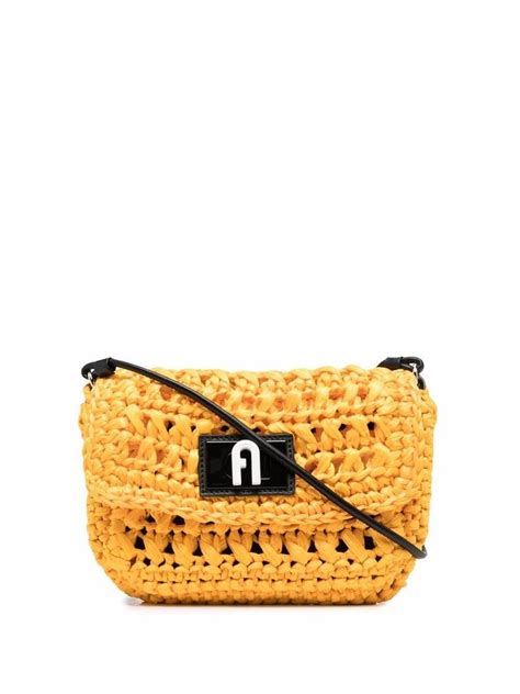 Furla Woven Raffia Shoulder Bag Farfetch Bolsas Sacos Bolsa De Ombro