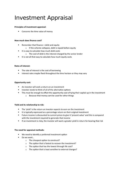 Lecture 9 Investment Appraisal Investment Appraisal Principles Of