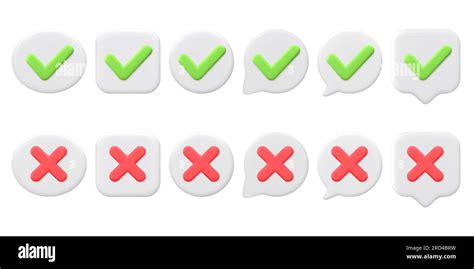 D Vector Green Tick Check Mark And Cross Mark Symbols Different