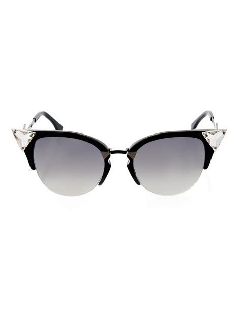 Lyst Fendi Iridia Crystal Embellished Sunglasses In Black