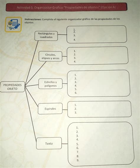 Actividad Organizador Gr Fico Propiedades De Objetos Opci N A