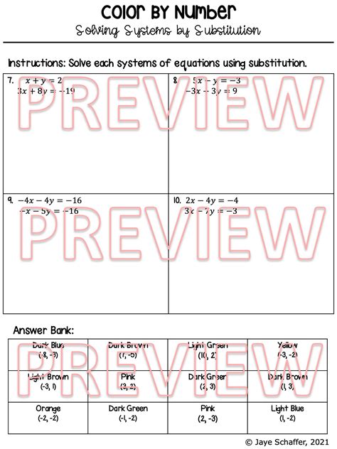 Solving Systems of Equations by Substitution Coloring Activity | Made By Teachers