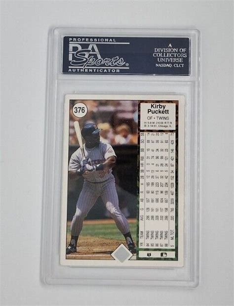 1989 Upper Deck Kirby Puckett Minnesota Twins 376 Autographed PSA