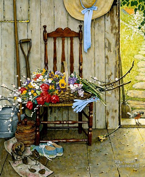 Spring Flowers 1969 By Norman Rockwell Paper Print Norman Rockwell