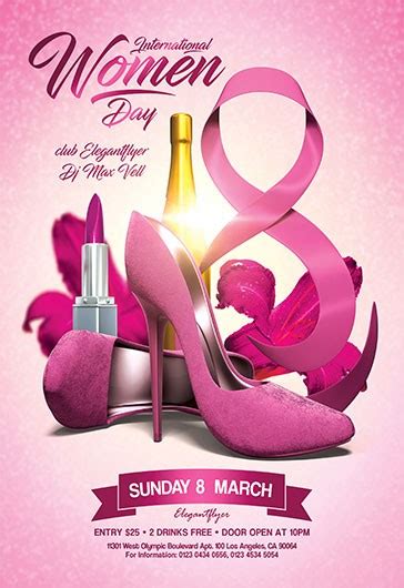 Pink Glamorous International Women Day Premium Flyer Template PSD By