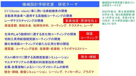 岡山大学工学部・岡山大学大学院 自然科学研究科 機械設計学研究室