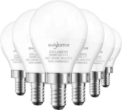 EvaStary 6Pack Ceiling Fan Light Bulbs 60 Watt Equivalent E12 LED