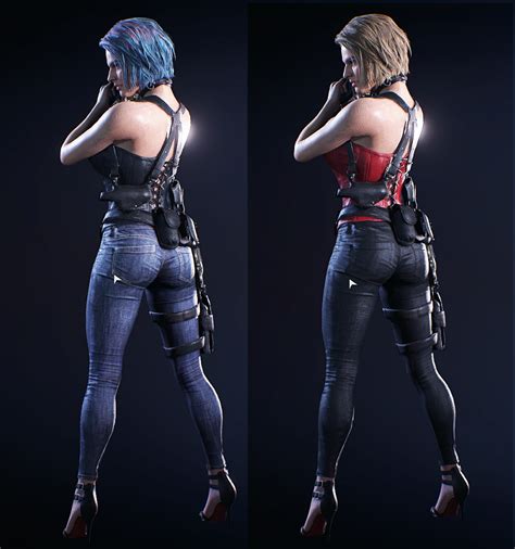 ALL Cutscene Jill Corset Black And Red 4K RE3 DrSlumpX Black And Red