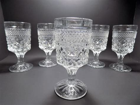 Vintage Set Of 6 Anchor Hocking Wexford Clear Glass Wine Goblets Anchor Hocking Wexford Wine