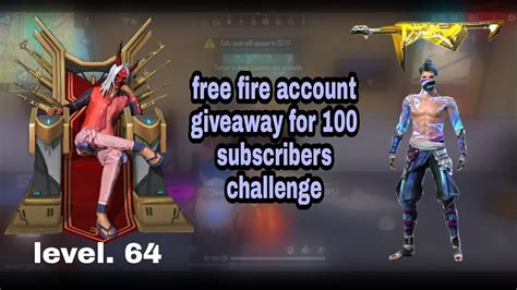 Free Fire Account Giveaway For 100subcribers Completed Challenge YouTube