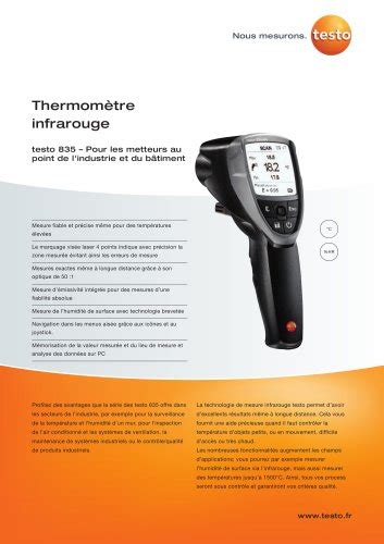 Thermomètre infrarouge alimentaire testo 831 TESTO Catalogue PDF