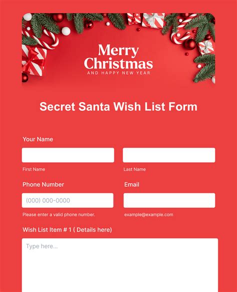 Secret Santa Wish List Form Template Jotform