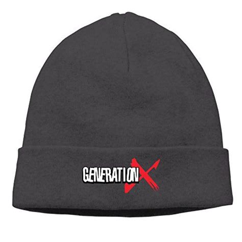 Mens Guys Generation X Punk Band Logo With Red And White Slouchy Beanie