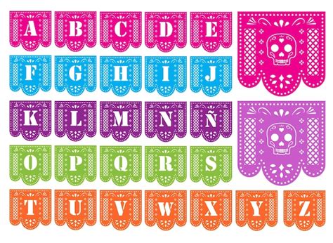 Premium Vector Papel Picado With The Letters Of The Alphabet And With