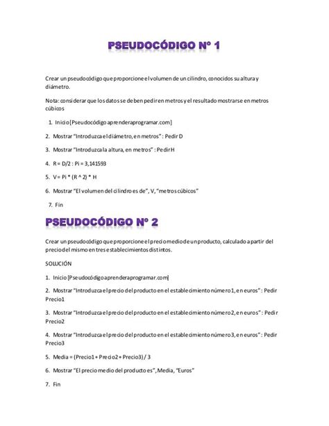 Ejemplos De Pseudocodigo Con Diagramas Ponasa