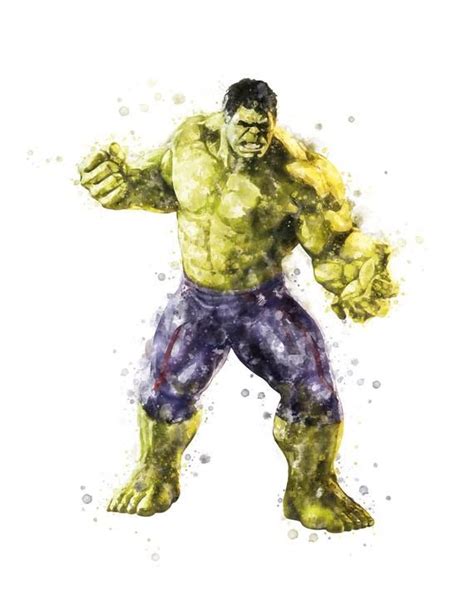 Hulk Print Watercolor Poster Printable Hulk Art Print Wall Hanging