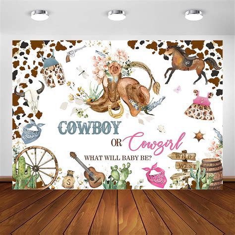 Amazon Cowboy Or Cowgirl Baby Gender Reveal Shower Backdrop Girl