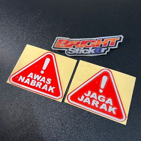 Sticker Awas Nabrak Stiker Jaga Jarak Cutting Lazada Indonesia