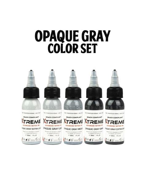 XTREME INK OPAQUE GRAY SET 5X30ML REACH 2023 E Tattoo