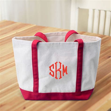 Monogrammed Personalized Red Canvas Tote Bag Small