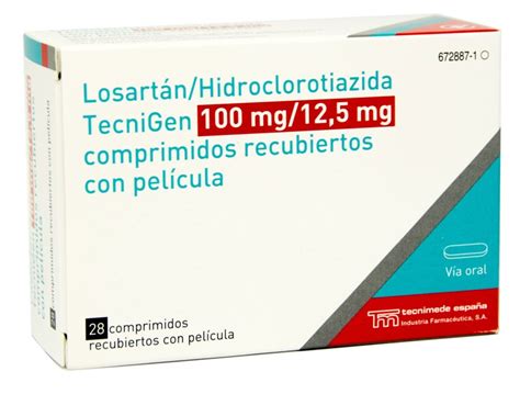 Losartanhidroclorotiazida Tecnigen 100 Mg125 Mg Comprimidos